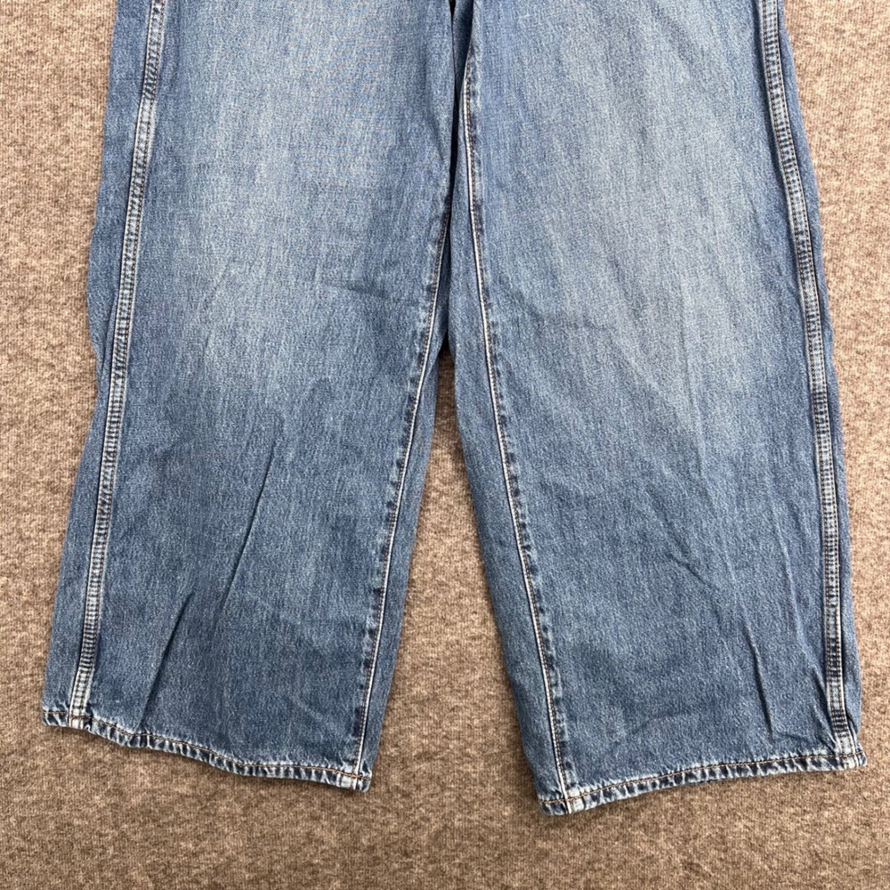 Old Navy Drapey Denim High Rise Baggy Wide Leg Jeans Blue Festival Petite 2 - Picture 4 of 13